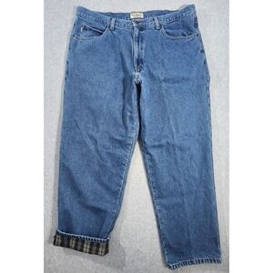LL Bean Flannel-Lined Jeans Mens 38x30 Blue Denim Classic Fit Tag 40x30
